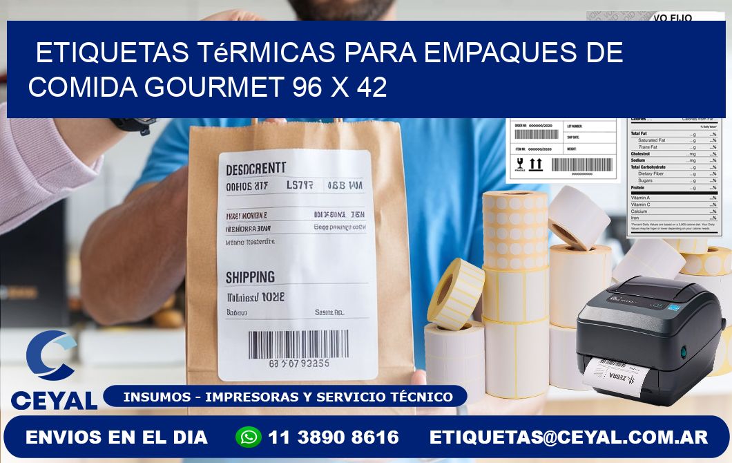 Etiquetas térmicas para empaques de comida gourmet 96 x 42