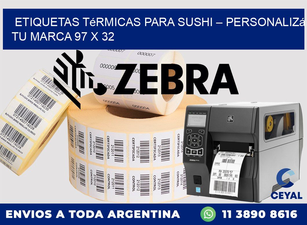 Etiquetas térmicas para sushi – Personalizá tu marca 97 x 32