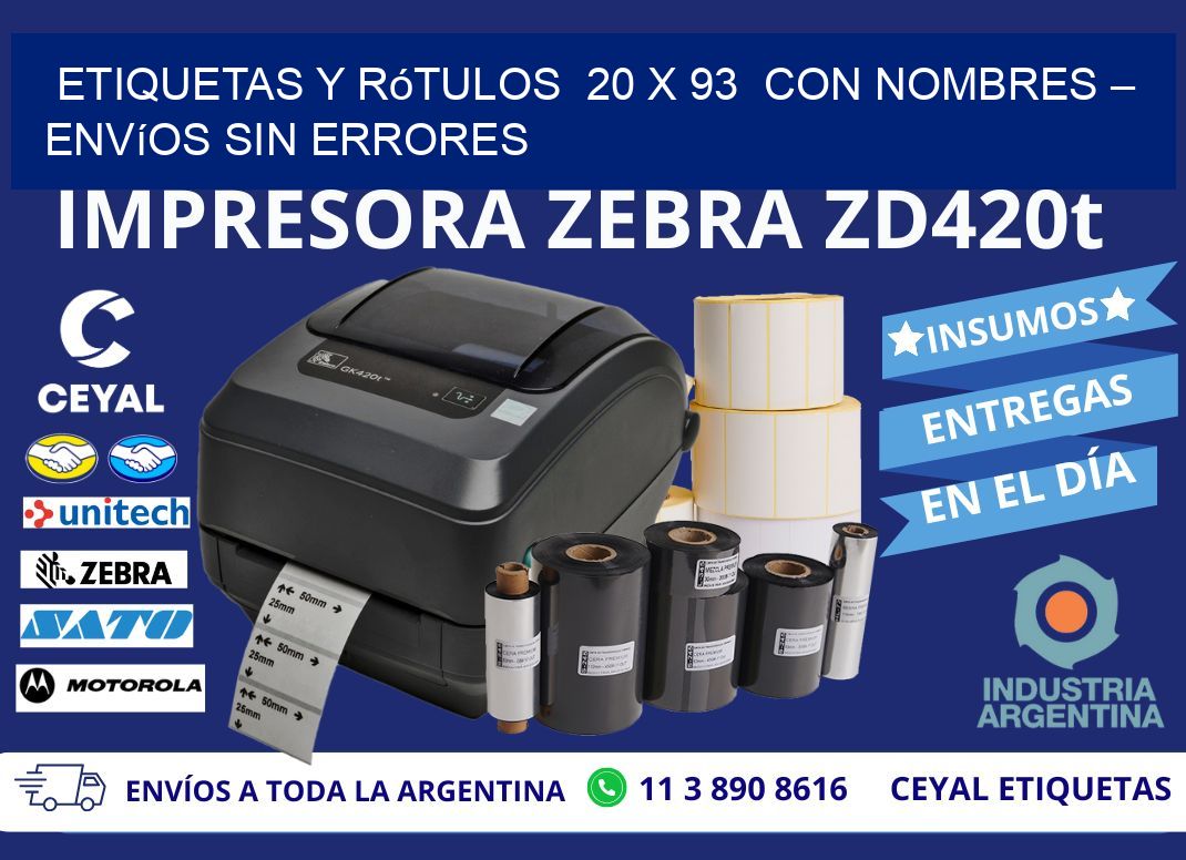 Etiquetas y Rótulos  20 x 93  con Nombres – Envíos sin Errores