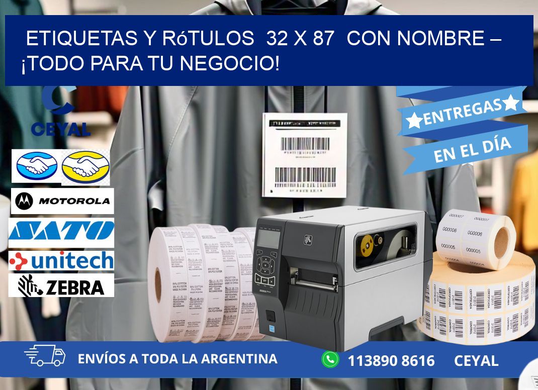 Etiquetas y Rótulos  32 x 87  con Nombre – ¡Todo para tu Negocio!