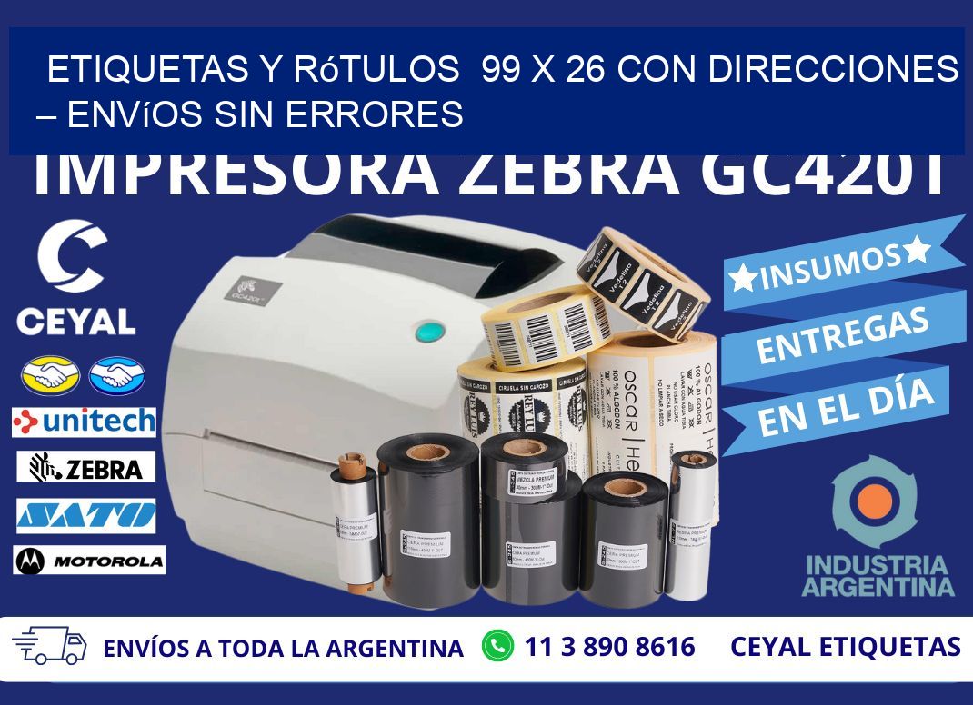 Etiquetas y Rótulos  99 x 26 con Direcciones – Envíos sin Errores