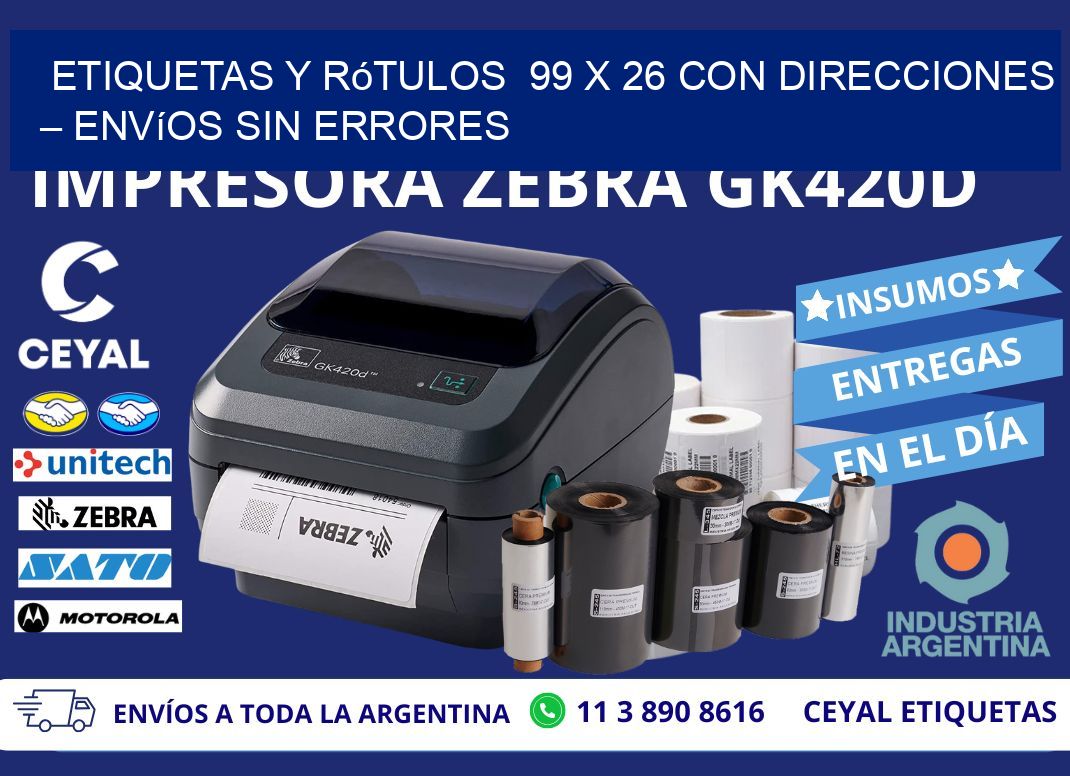 Etiquetas y Rótulos  99 x 26 con Direcciones – Envíos sin Errores