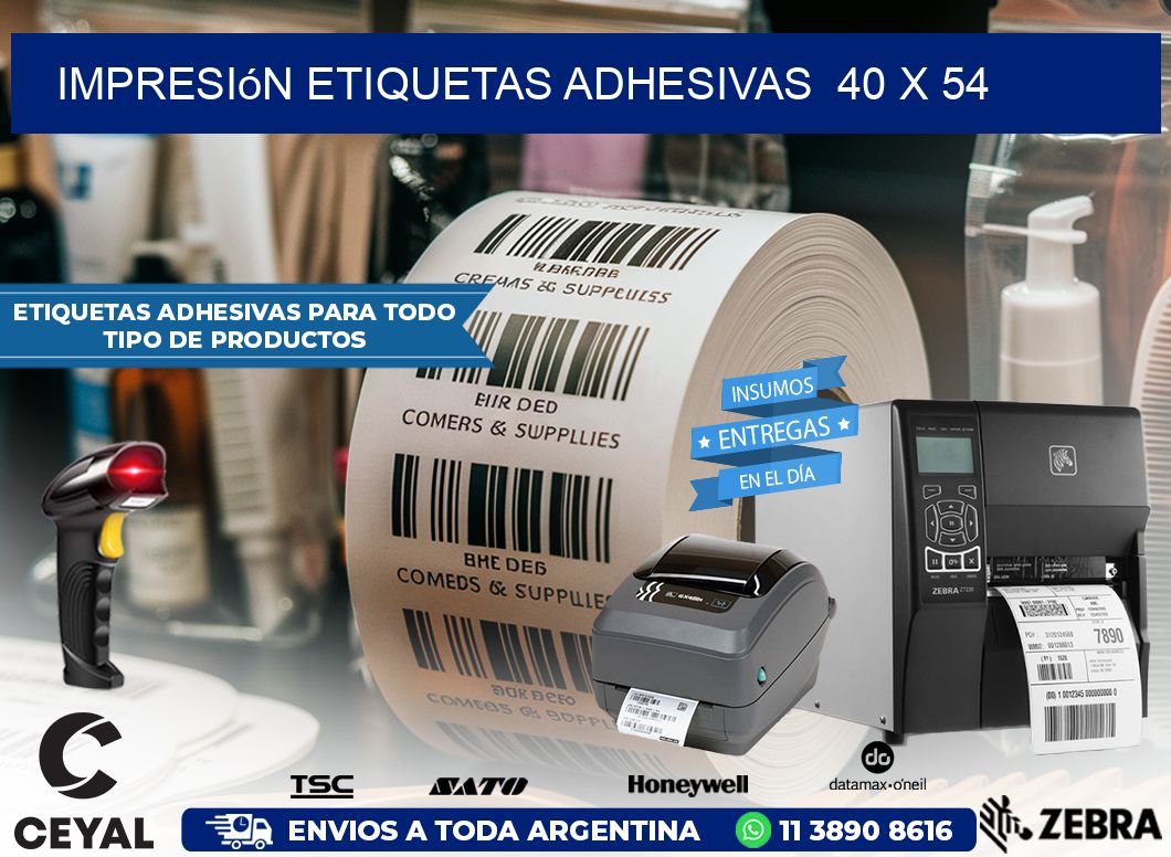 Impresión Etiquetas adhesivas  40 x 54