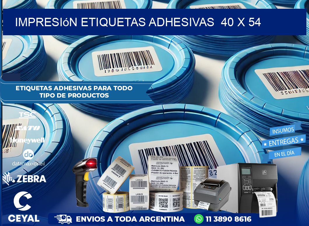 Impresión Etiquetas adhesivas  40 x 54