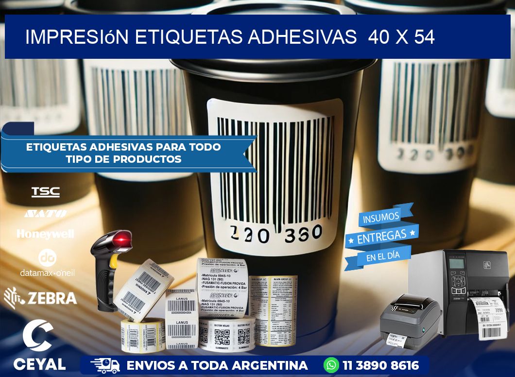 Impresión Etiquetas adhesivas  40 x 54
