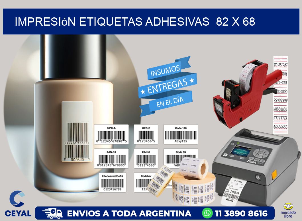 Impresión Etiquetas adhesivas  82 x 68