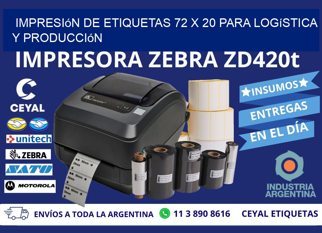 Impresión de Etiquetas 72 x 20 para Logística y Producción