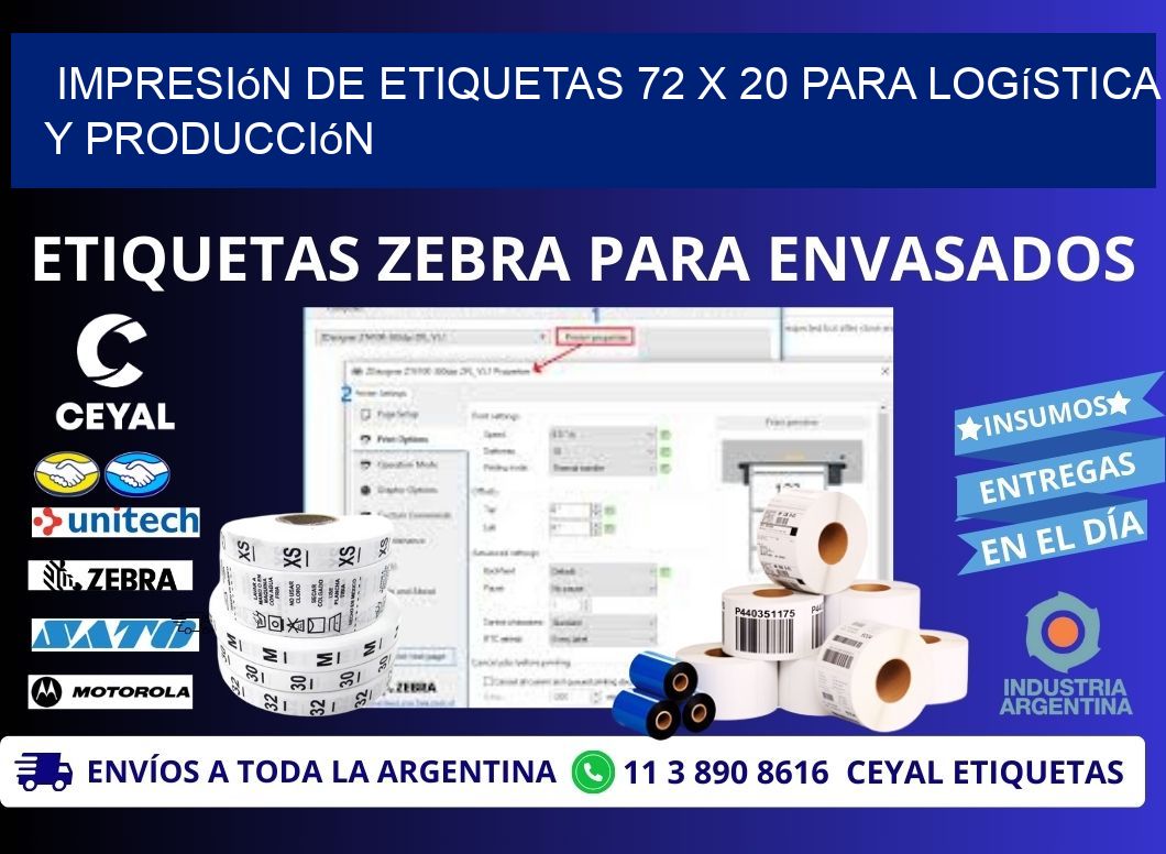 Impresión de Etiquetas 72 x 20 para Logística y Producción