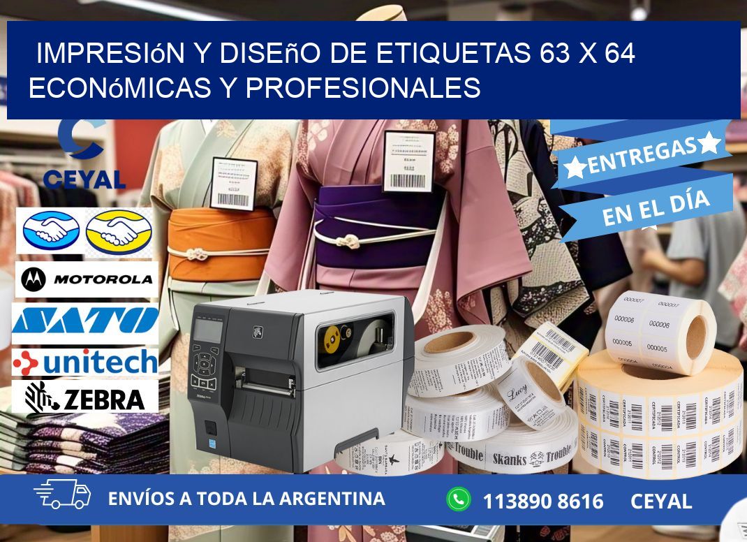 Impresión y Diseño de Etiquetas 63 x 64 Económicas y Profesionales