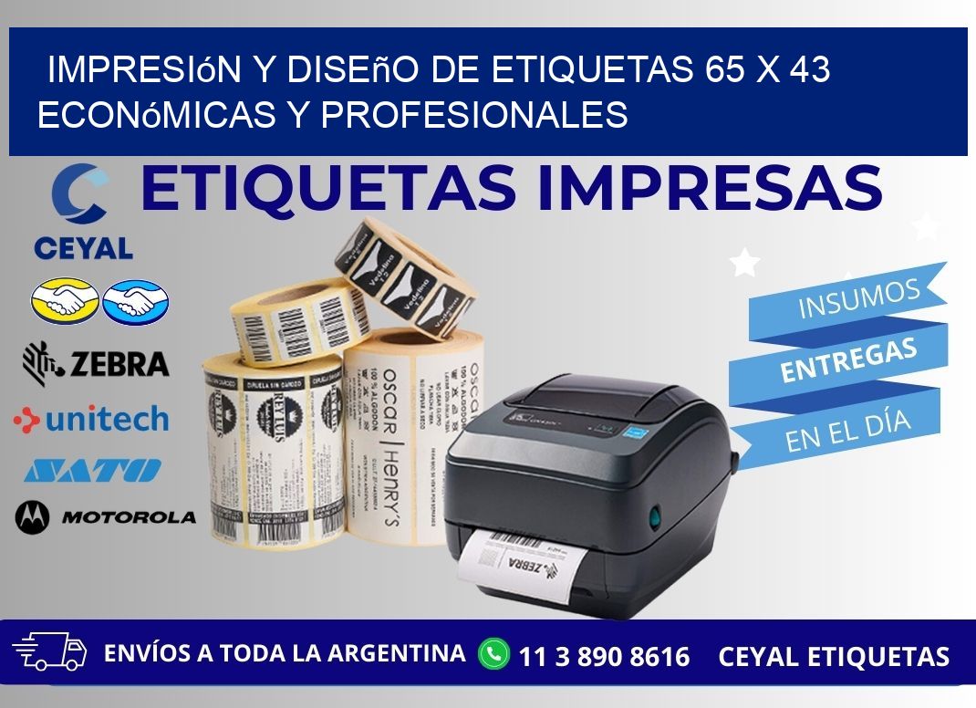 Impresión y Diseño de Etiquetas 65 x 43 Económicas y Profesionales