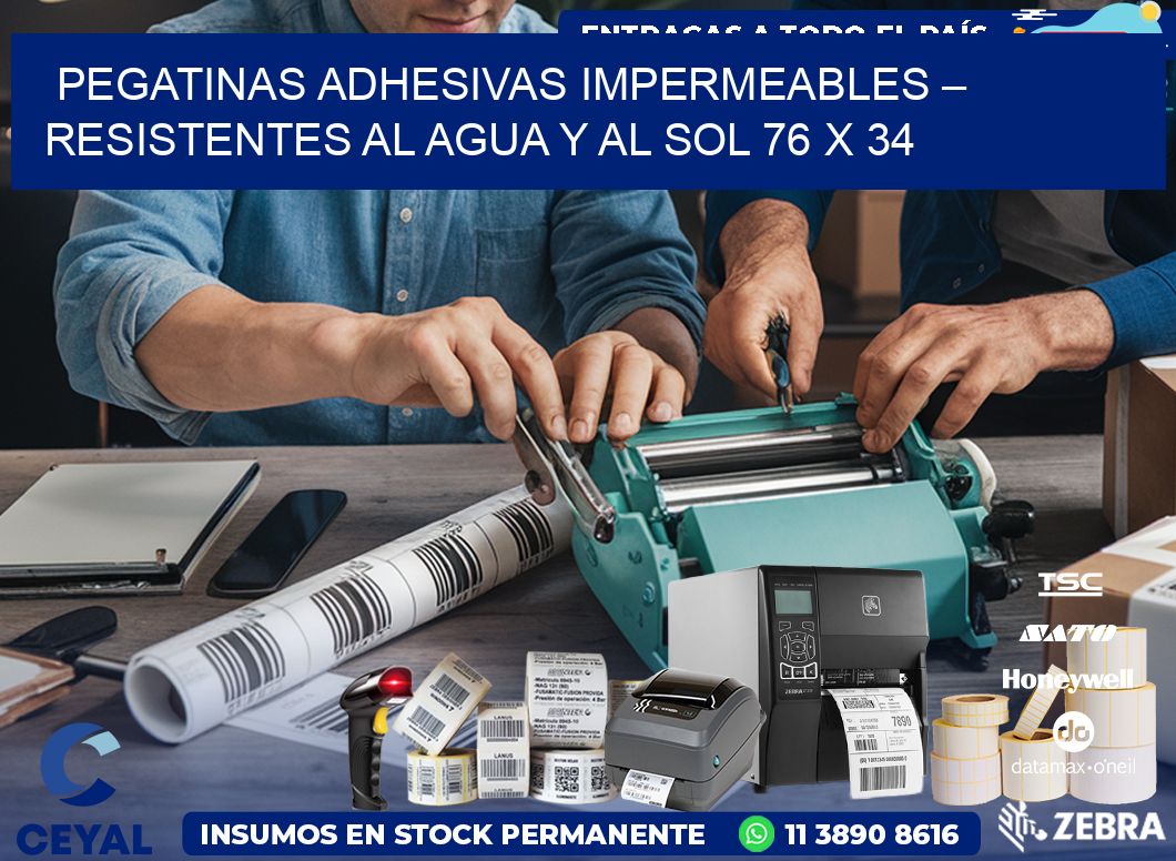 Pegatinas Adhesivas Impermeables – Resistentes al Agua y al Sol 76 x 34