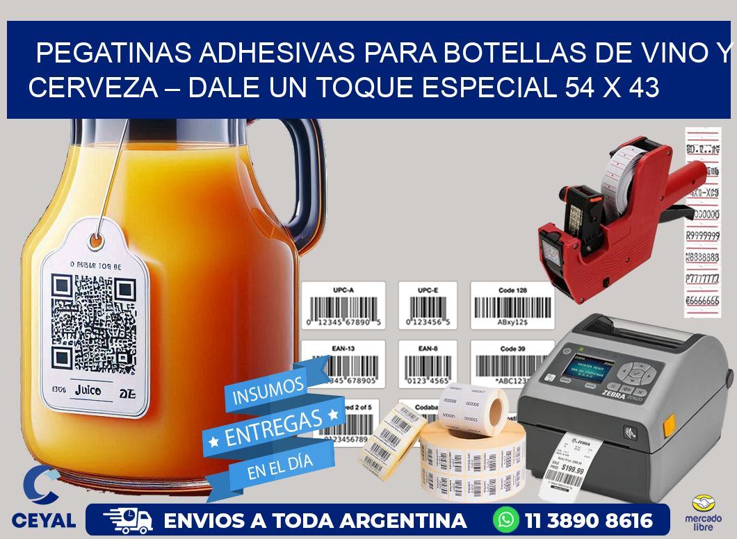 Pegatinas Adhesivas para Botellas de Vino y Cerveza – Dale un Toque Especial 54 x 43