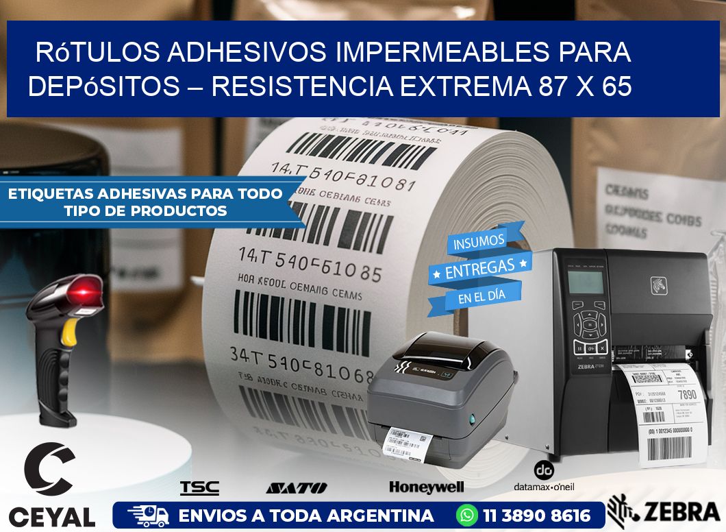 Rótulos Adhesivos Impermeables para Depósitos – Resistencia Extrema 87 x 65