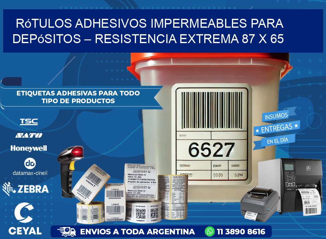 Rótulos Adhesivos Impermeables para Depósitos – Resistencia Extrema 87 x 65