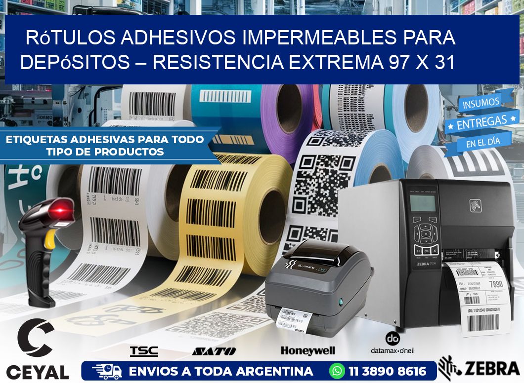 Rótulos Adhesivos Impermeables para Depósitos – Resistencia Extrema 97 x 31