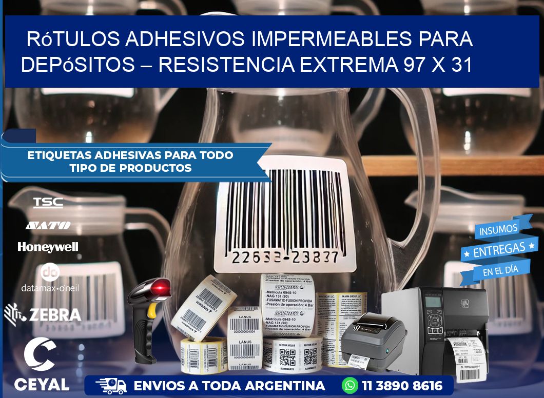 Rótulos Adhesivos Impermeables para Depósitos – Resistencia Extrema 97 x 31