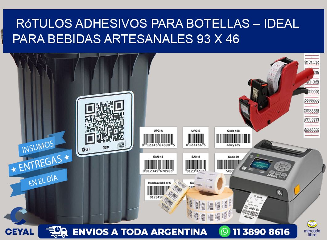 Rótulos Adhesivos para Botellas – Ideal para Bebidas Artesanales 93 x 46