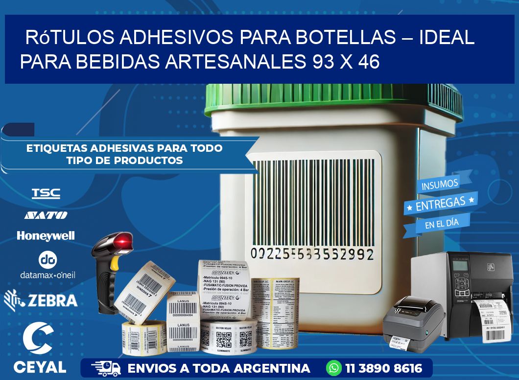 Rótulos Adhesivos para Botellas – Ideal para Bebidas Artesanales 93 x 46