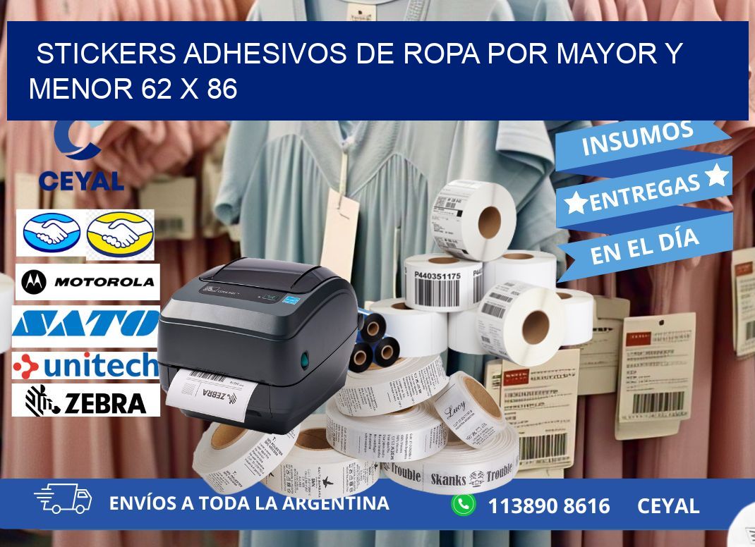 STICKERS ADHESIVOS DE ROPA POR MAYOR Y MENOR 62 x 86