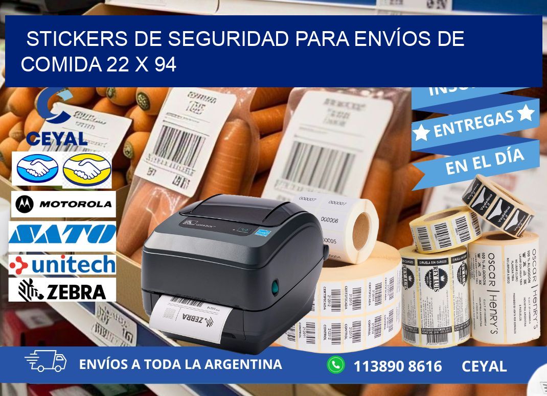 STICKERS DE SEGURIDAD PARA ENVÍOS DE COMIDA 22 x 94