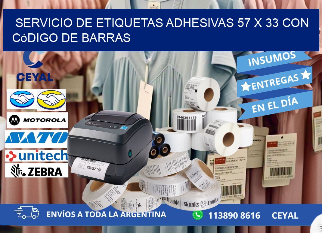 Servicio de Etiquetas Adhesivas 57 x 33 con Código de Barras