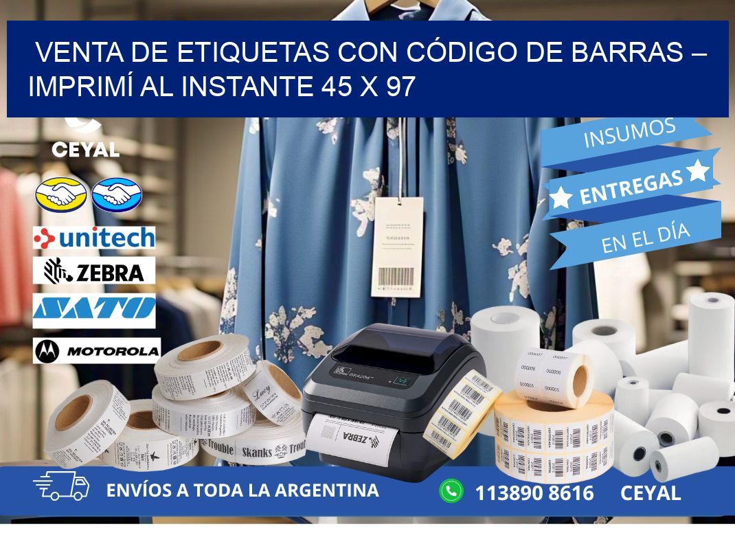 VENTA DE ETIQUETAS CON CÓDIGO DE BARRAS – IMPRIMÍ AL INSTANTE 45 x 97