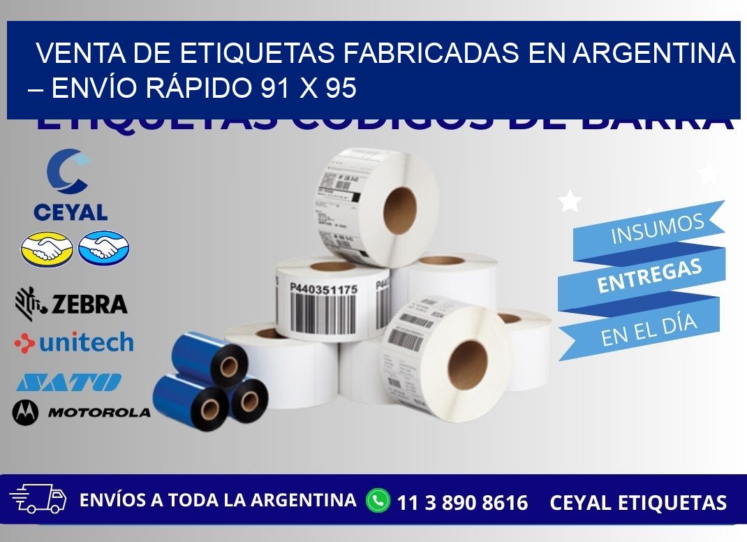 VENTA DE ETIQUETAS FABRICADAS EN ARGENTINA – ENVÍO RÁPIDO 91 x 95