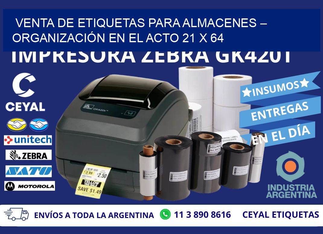 VENTA DE ETIQUETAS PARA ALMACENES – ORGANIZACIÓN EN EL ACTO 21 x 64