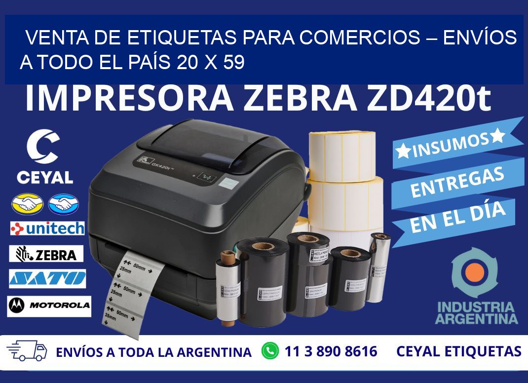 VENTA DE ETIQUETAS PARA COMERCIOS – ENVÍOS A TODO EL PAÍS 20 x 59