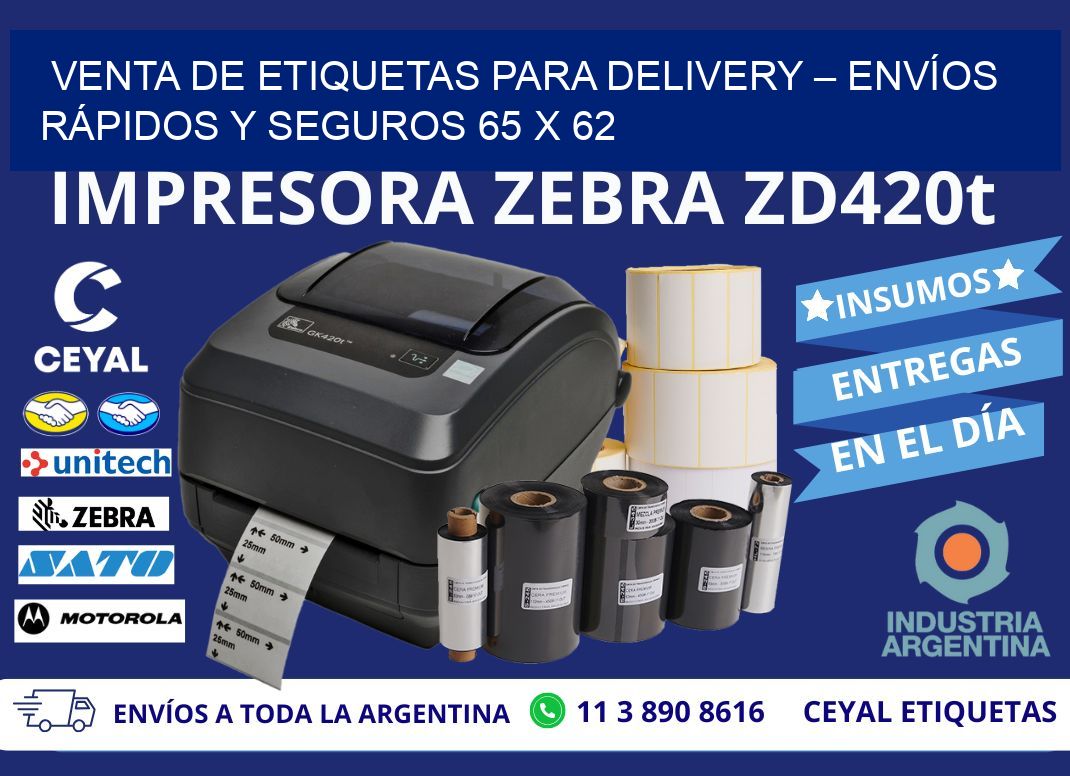 VENTA DE ETIQUETAS PARA DELIVERY – ENVÍOS RÁPIDOS Y SEGUROS 65 x 62