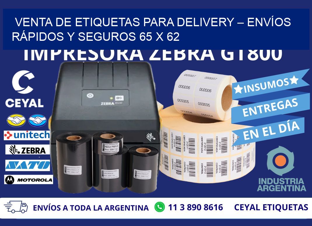 VENTA DE ETIQUETAS PARA DELIVERY – ENVÍOS RÁPIDOS Y SEGUROS 65 x 62