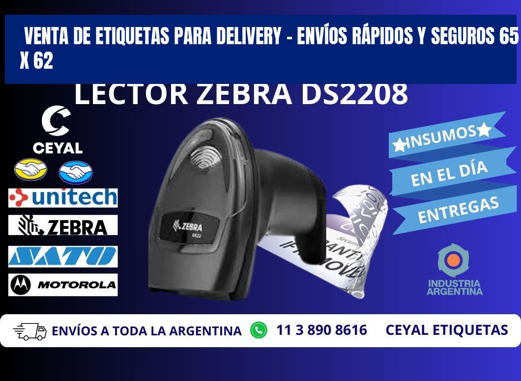 VENTA DE ETIQUETAS PARA DELIVERY – ENVÍOS RÁPIDOS Y SEGUROS 65 x 62