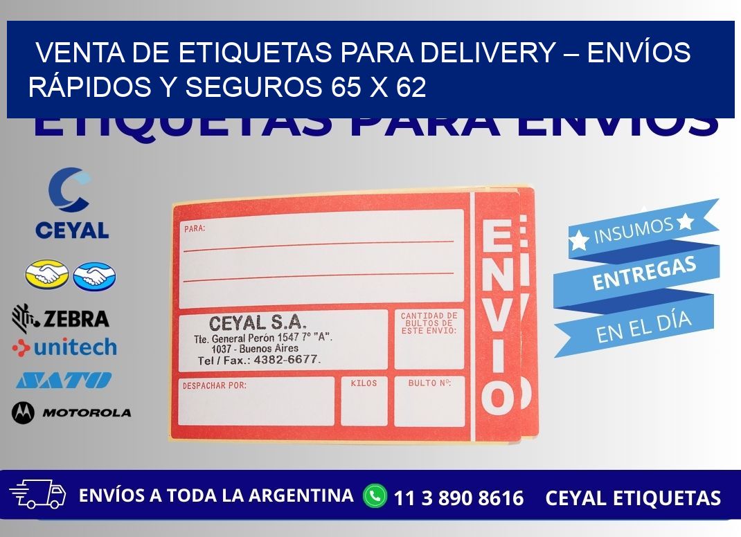 VENTA DE ETIQUETAS PARA DELIVERY – ENVÍOS RÁPIDOS Y SEGUROS 65 x 62