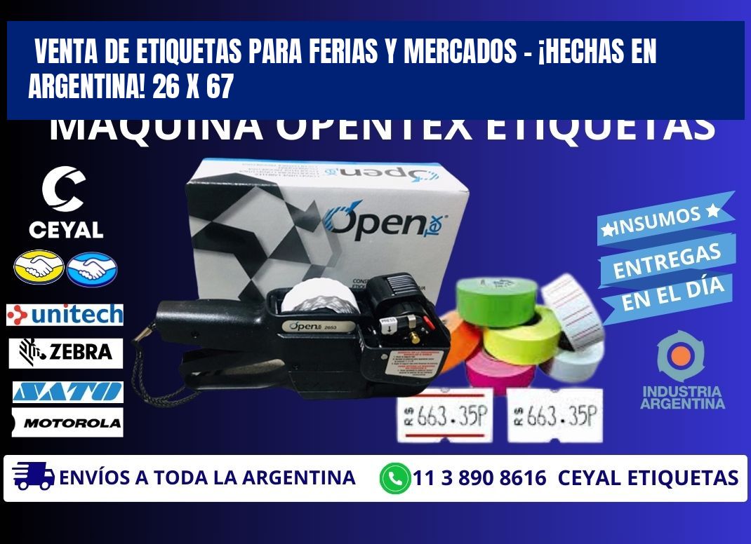 VENTA DE ETIQUETAS PARA FERIAS Y MERCADOS – ¡HECHAS EN ARGENTINA! 26 x 67