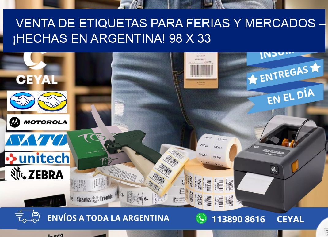 VENTA DE ETIQUETAS PARA FERIAS Y MERCADOS – ¡HECHAS EN ARGENTINA! 98 x 33