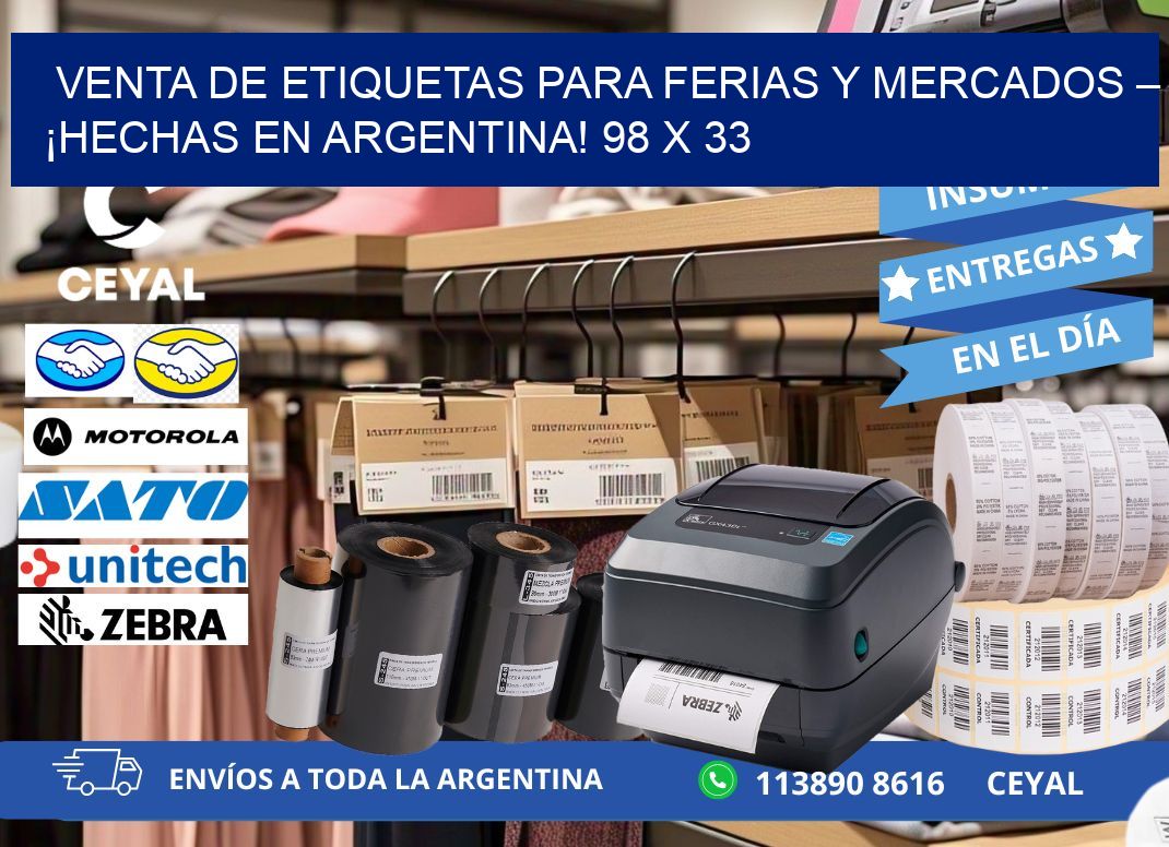 VENTA DE ETIQUETAS PARA FERIAS Y MERCADOS – ¡HECHAS EN ARGENTINA! 98 x 33