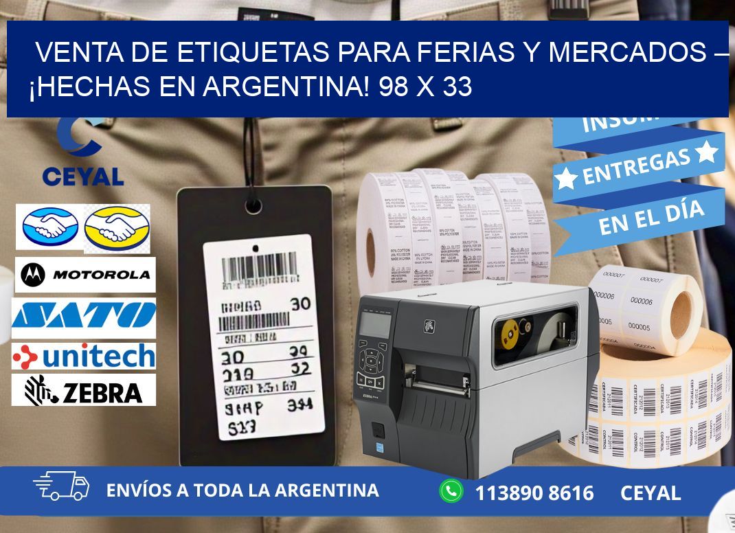 VENTA DE ETIQUETAS PARA FERIAS Y MERCADOS – ¡HECHAS EN ARGENTINA! 98 x 33