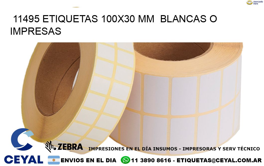 11495 ETIQUETAS 100x30 mm  BLANCAS O IMPRESAS