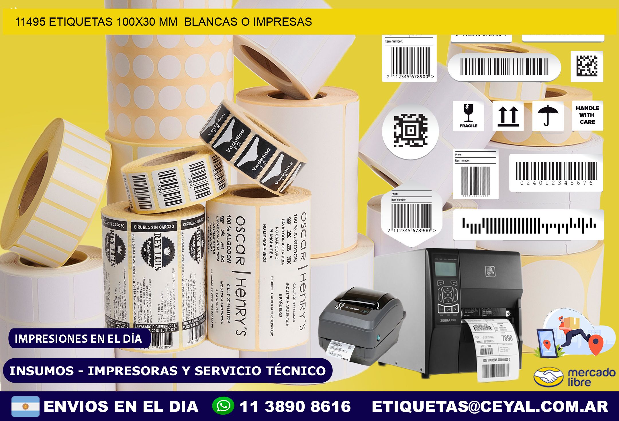 11495 ETIQUETAS 100×30 mm  BLANCAS O IMPRESAS