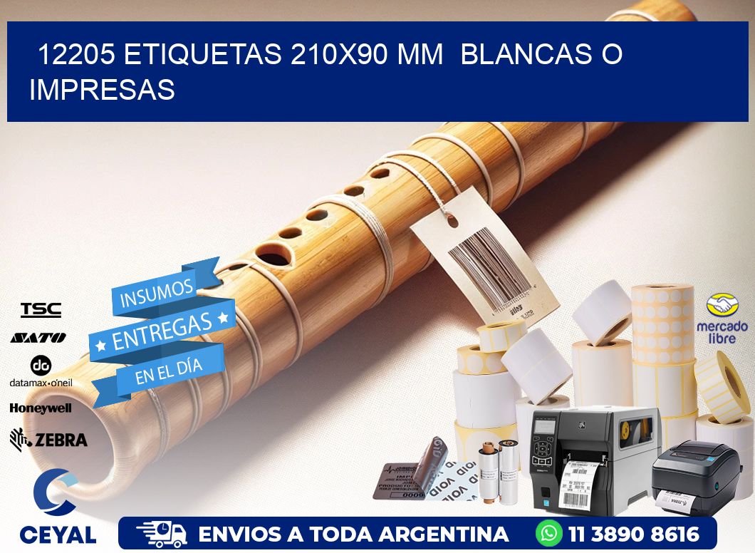 12205 ETIQUETAS 210x90 mm  BLANCAS O IMPRESAS