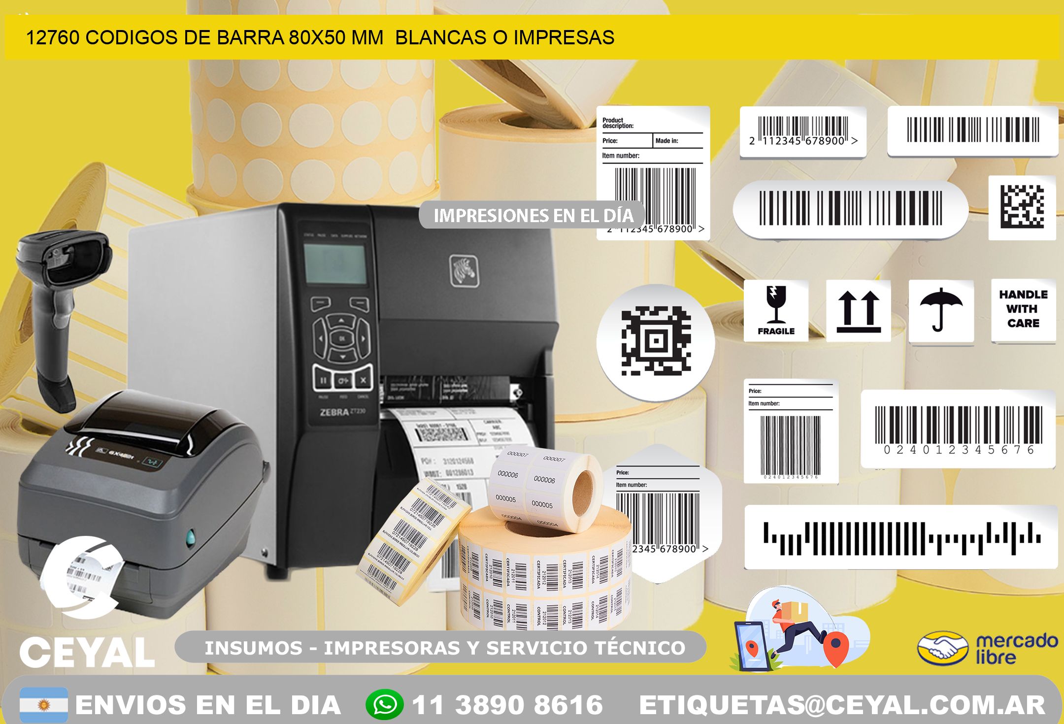 12760 CODIGOS DE BARRA 80×50 mm  BLANCAS O IMPRESAS