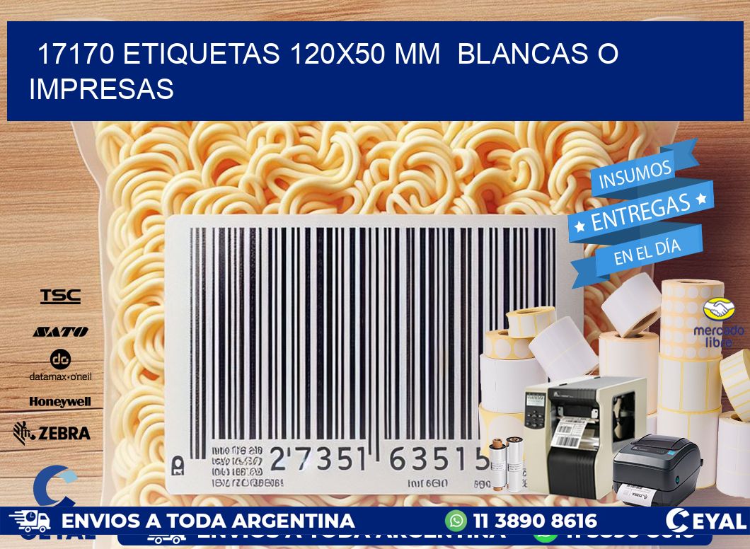 17170 ETIQUETAS 120x50 mm  BLANCAS O IMPRESAS