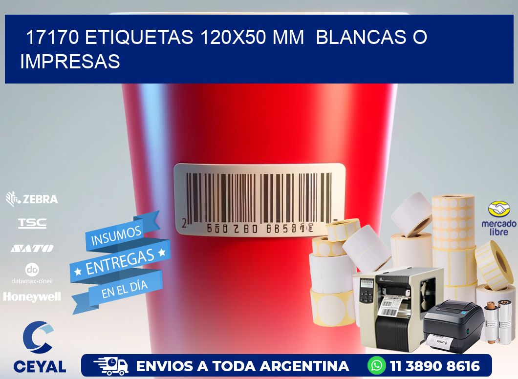 17170 ETIQUETAS 120x50 mm  BLANCAS O IMPRESAS