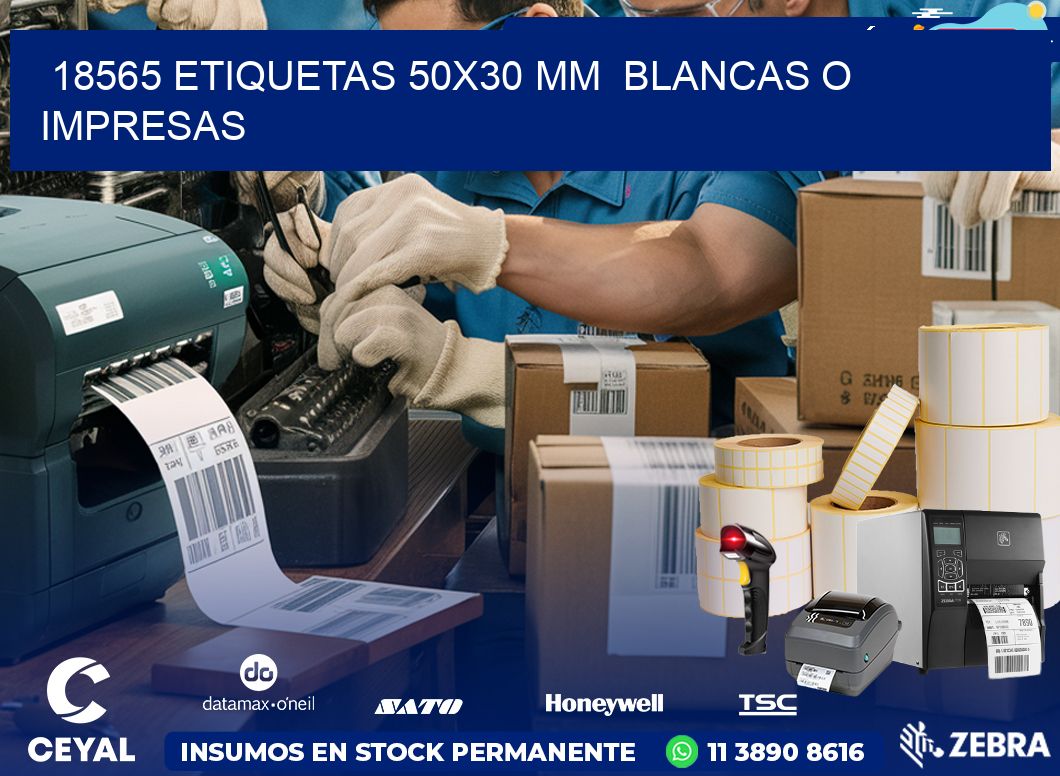 18565 ETIQUETAS 50×30 mm  BLANCAS O IMPRESAS