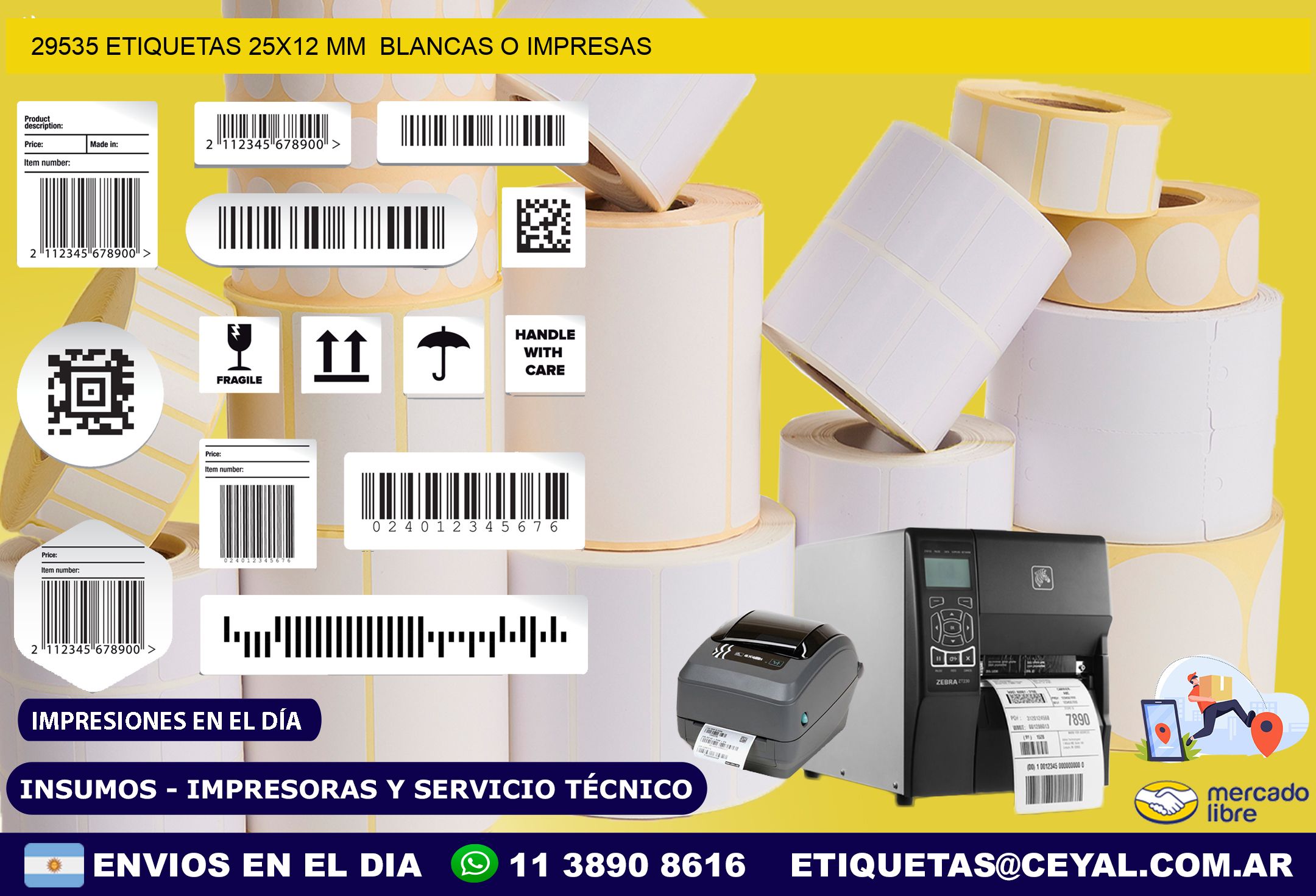 29535 ETIQUETAS 25×12 mm  BLANCAS O IMPRESAS