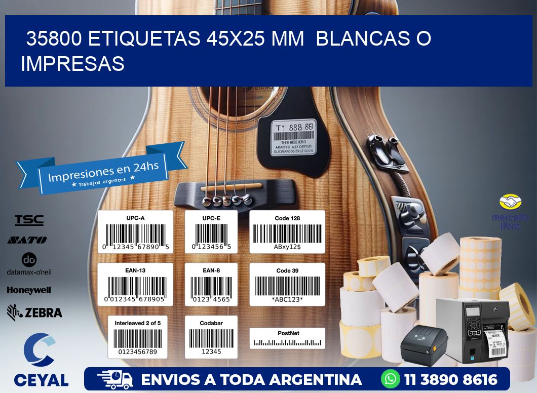 35800 ETIQUETAS 45x25 mm  BLANCAS O IMPRESAS