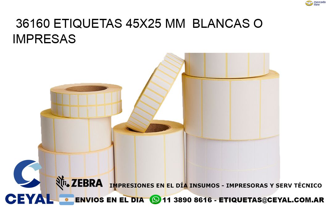 36160 ETIQUETAS 45x25 mm  BLANCAS O IMPRESAS