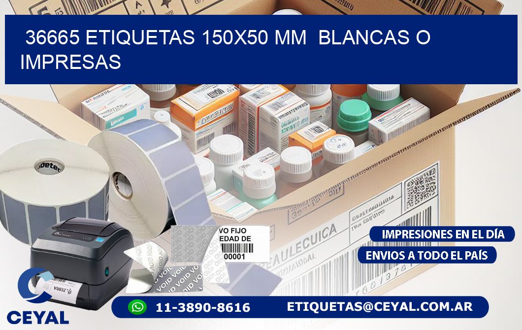 36665 ETIQUETAS 150x50 mm  BLANCAS O IMPRESAS