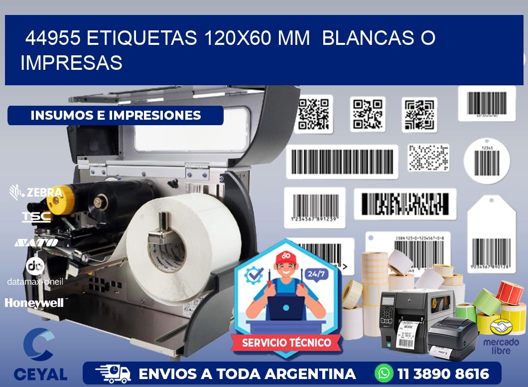 44955 ETIQUETAS 120x60 mm  BLANCAS O IMPRESAS