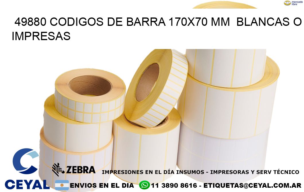 49880 CODIGOS DE BARRA 170x70 mm  BLANCAS O IMPRESAS